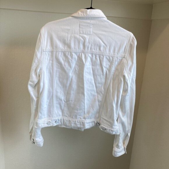 PAIGE Jean Jacket Women's Medium White Denim Rowan Button Up - Picture 4 of 7